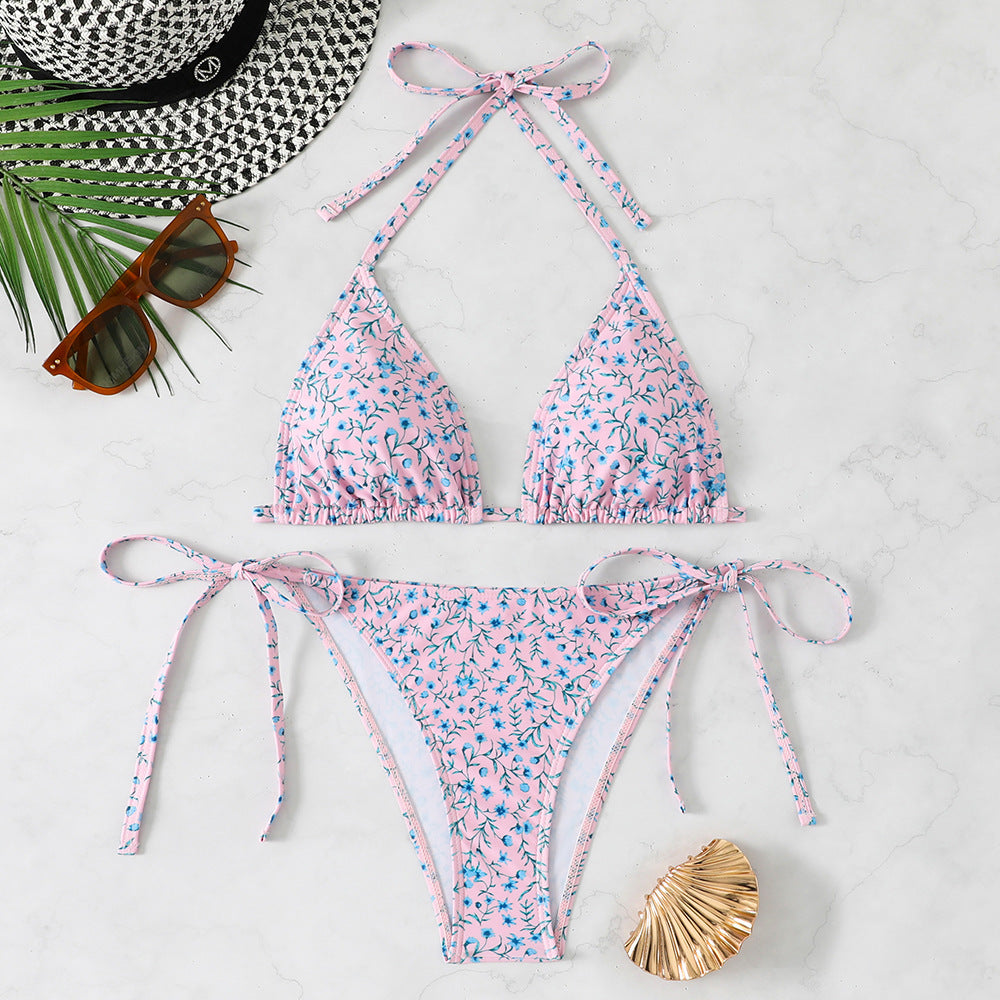 Damen Blumenmuster Triangel-Bikini EB
