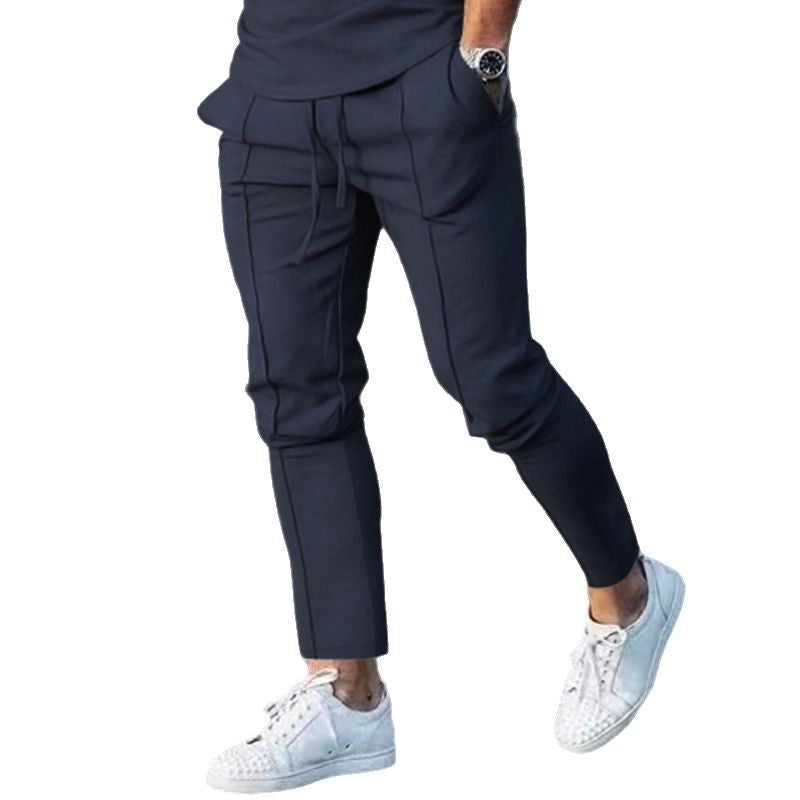 Herren nan Slim Tapered Jogginghose mit dekorativen Steppnähten, elastischem Tunnelzug und schmalem Knöchelabschluss EB