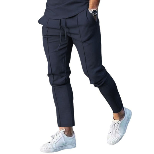 Herren nan Slim Tapered Jogginghose mit dekorativen Steppnähten, elastischem Tunnelzug und schmalem Knöchelabschluss EB