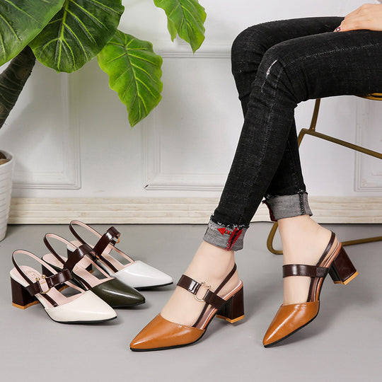 Damen Elegante Slingback-Pumps mit modischem Blockabsatz und verstellbarem Riemen EB