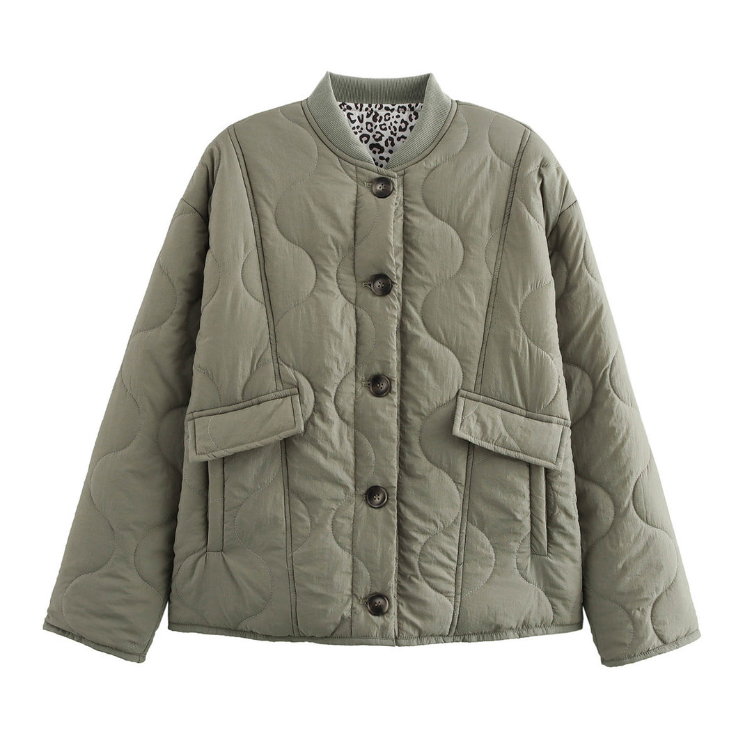 Damen gesteppte Übergangsjacke mit praktischen Knopfdetails und modischen Taschen EB