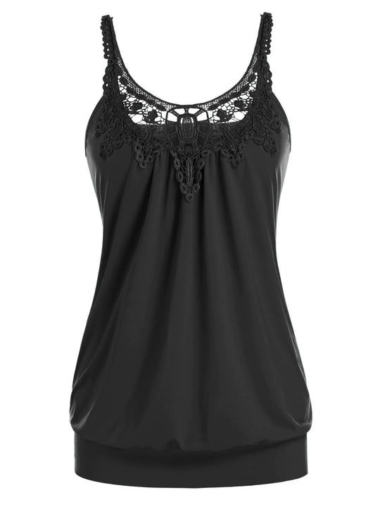 Damen Elegantes Spitzentop mit raffinierten Trägern und lockerer Passform EB