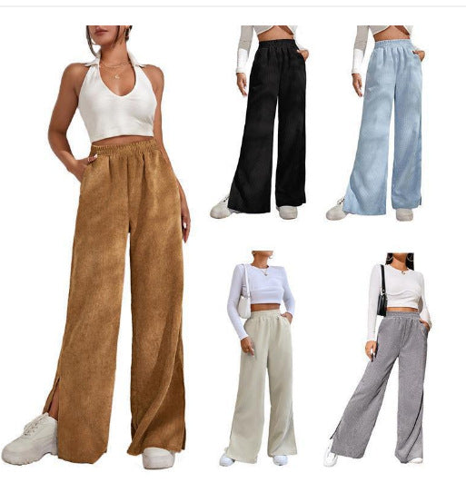 Damen Weite Plissierte Hose zur Freizeitgestaltung EB