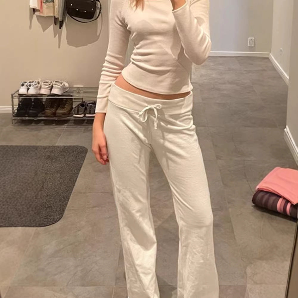 Damen weite Freizeit-Hose mit verstellbarem Bund und komfortablem Schnitt EB