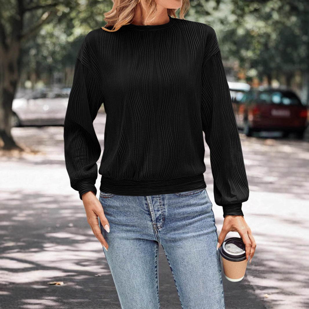 Damen Plissee Pullover mit lässigem Schnitt und geschmeidiger Textur EB