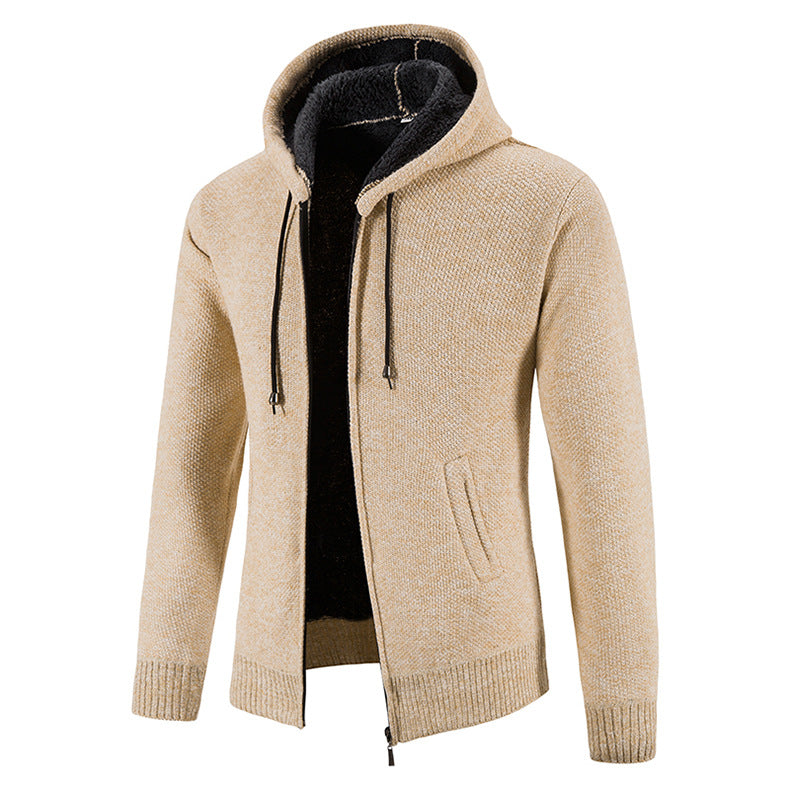 Herren Strickjacke mit moderner Kapuze und strukturiertem Design EB
