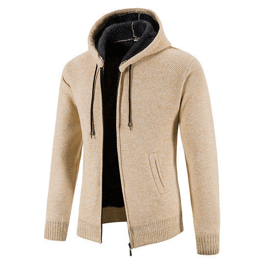 Herren Strickjacke mit moderner Kapuze und strukturiertem Design EB