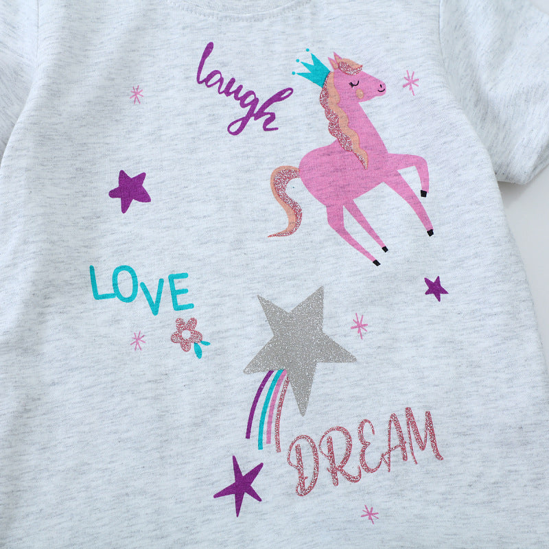 Mädchen T-Shirt mit buntem Einhorn-Design und inspirierendem Schriftzug EB
