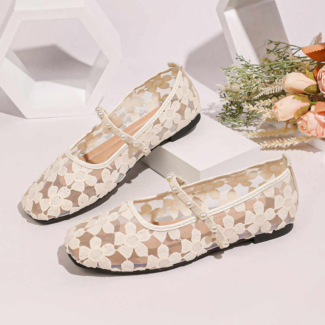 Damen Ballerinas mit zarten Spitzenmotiven EB