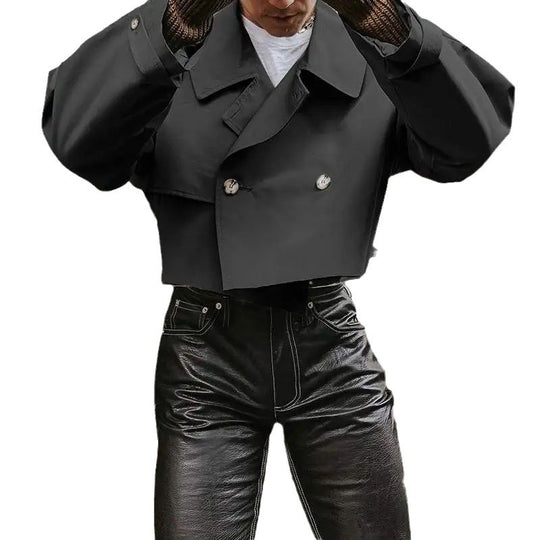 Damen Kurze Jacke mit doppelter Knopfleiste und bindbarem Saum EB