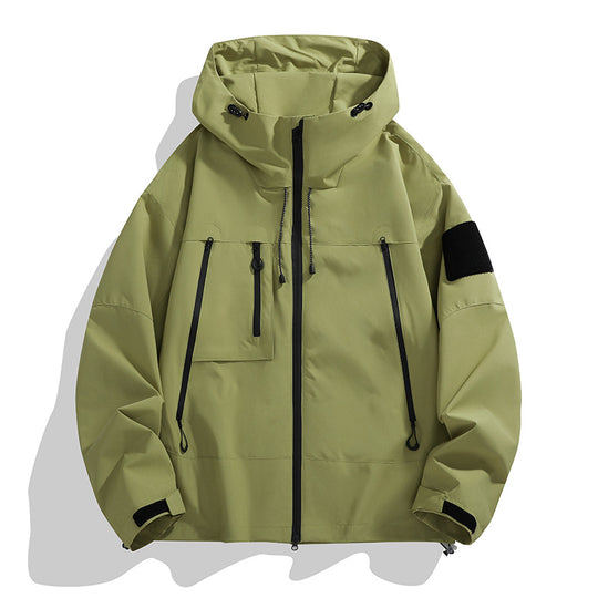 Damen multifunktionale Outdoor-Jacke mit verstellbarem Kapuzenkragen und praktischen Taschen EB