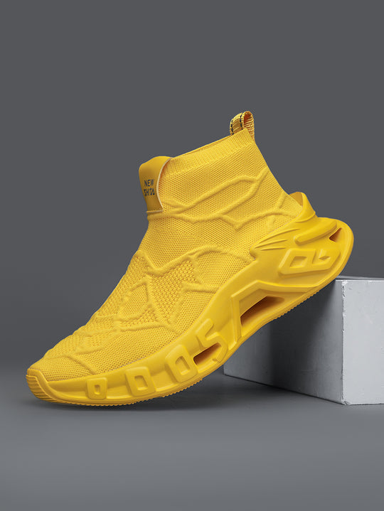 Damen Komfortable Strick-Sneaker mit hohem Schaft und flexiblem Design EB
