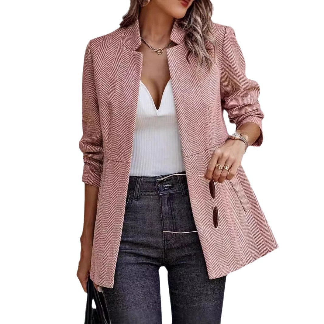 Damen elegante Blazerjacke mit modernem Hahnentrittmuster EB