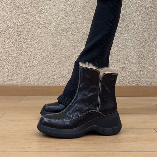 Damen modische Winterstiefel mit bequemer Innenpolsterung und rutschfester Sohle EB