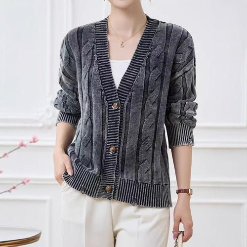 Damen offene Strickjacke mit Zopfmuster und zeitlosem Design EB