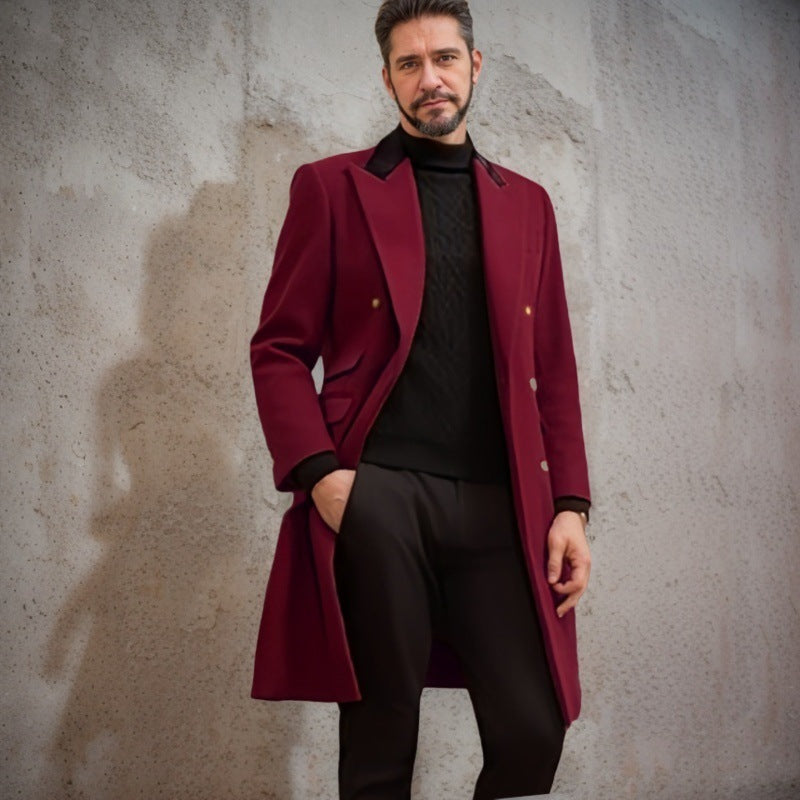 Herren eleganter Longblazer mit Doppelreihe EB