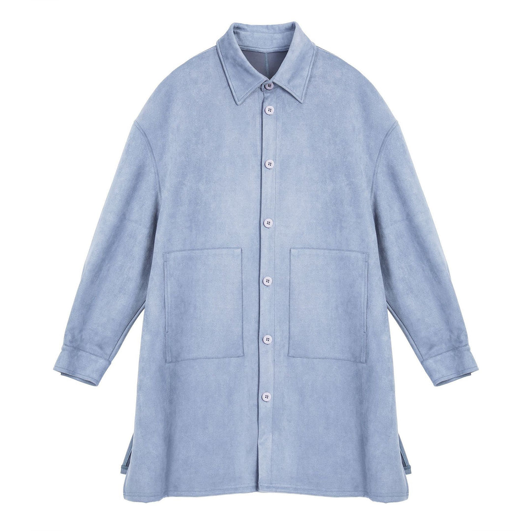 Damen Oversize Hemdenjacke aus weichem Suede mit großen Taschen EB