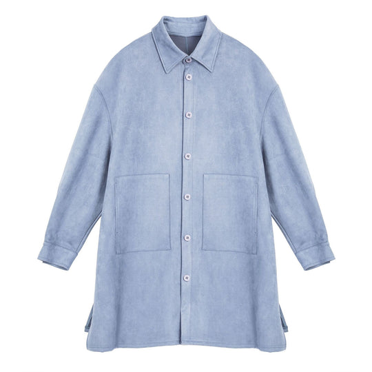 Damen Oversize Hemdenjacke aus weichem Suede mit großen Taschen EB