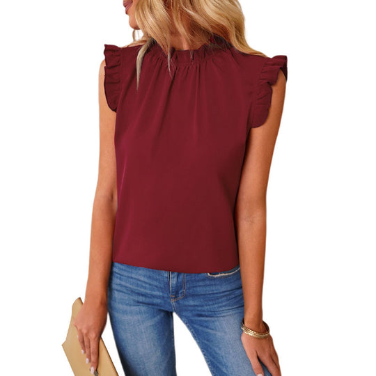 Damen elegante Bluse mit Rüschendetails EB
