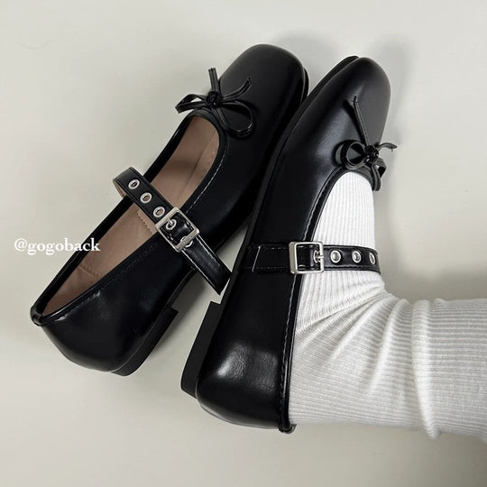 Damen Ballerinas mit dekorativem Schleifenakzent und verstellbarem Riemen EB