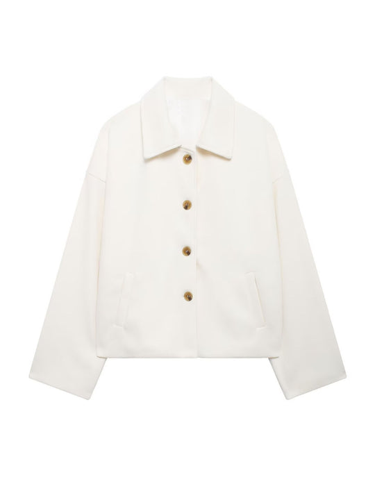Damen Oversize Wolljacke mit dekorativen Knöpfen EB