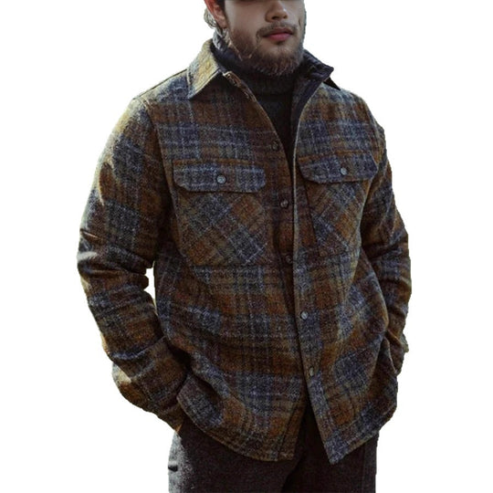 Herren Gemusterte Flanelljacke mit praktischen Taschen EB