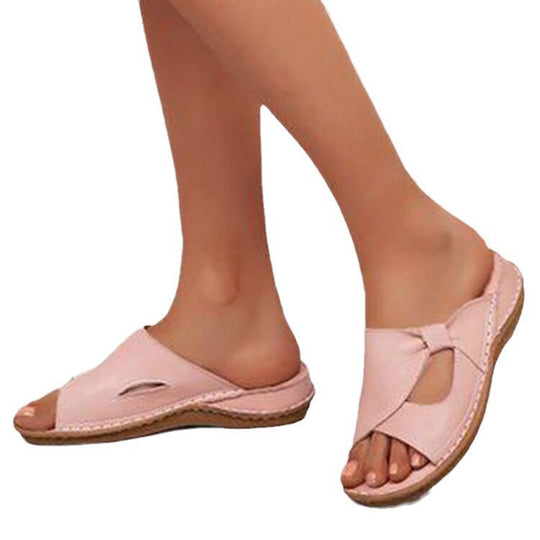 Damen komfortable Slide-Sandalen mit dekorativem Riemen und ergonomischer Sohle EB