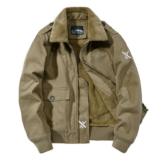 Herren Bomber-Fieldjacke mit durchgehendem Sherpa-Futter, Schulterklappen und verdecktem Zwei-Wege-Reißverschluss EB
