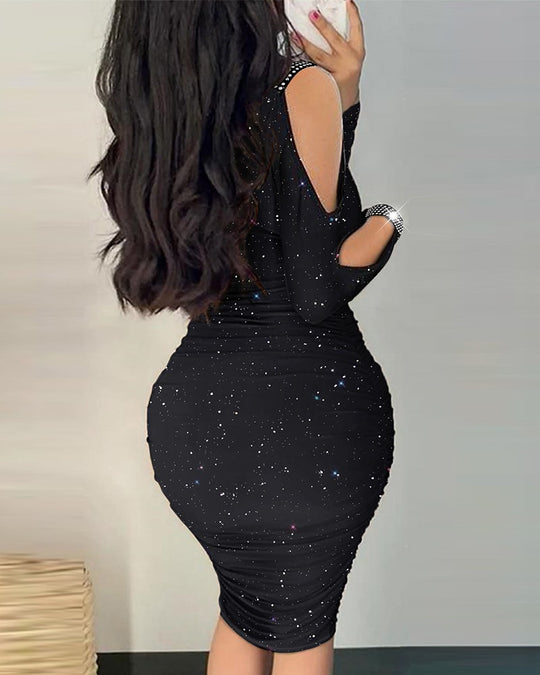 Damen figurbetontes Sternen-Muster Kleid EB