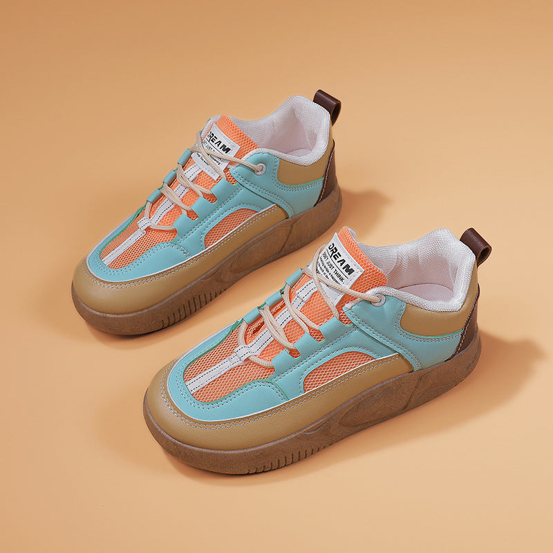 Damen Sportliche Retro Sneakers mit atmungsaktiven Einsatz und rutschfester Sohle EB