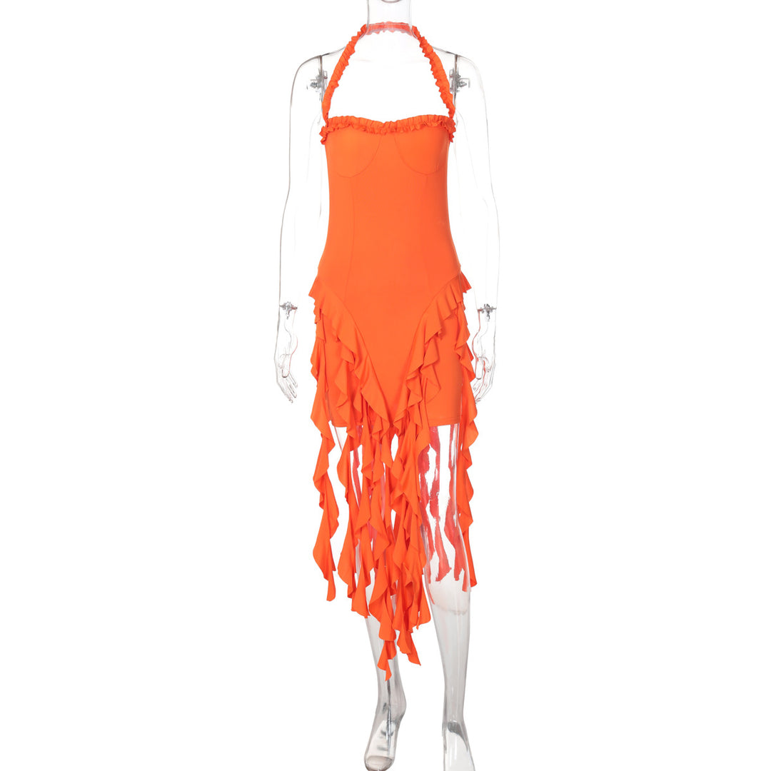 Damen Rüschenkleid mit tiefem Ausschnitt EB