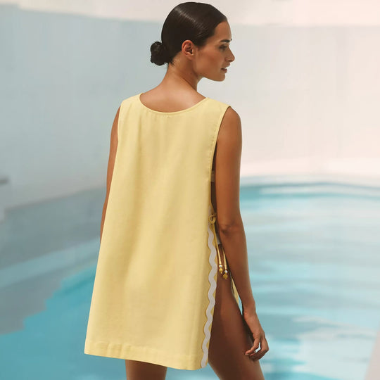 Damen lässiges Sommerkleid mit seitlichen Bindebändern EB