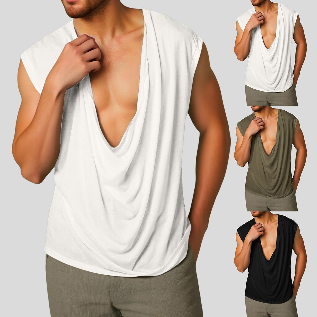 Damen nan drapiertes Longtop mit tiefem Wasserfall-Rücken und überschnittener Schulter EB