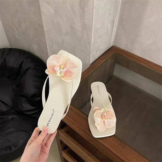 Damen Flip-Flops mit floralem Applikationsdesign EB