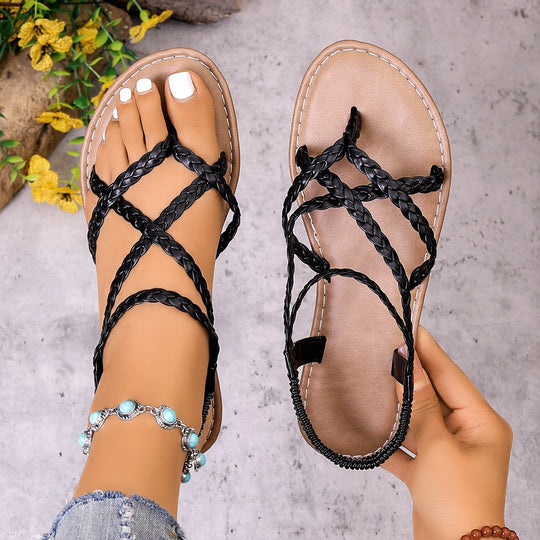 Damen Geflochtene Riemchen-Sandalen mit ergonomischer Fußbettung EB