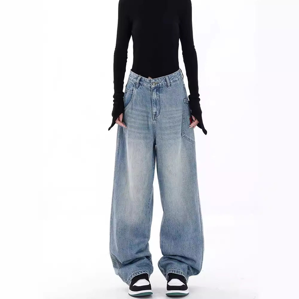Damen Weite Jeans im lässigen Urban-Style mit hohen Taschen EB
