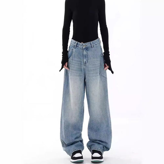 Damen Weite Jeans im lässigen Urban-Style mit hohen Taschen EB