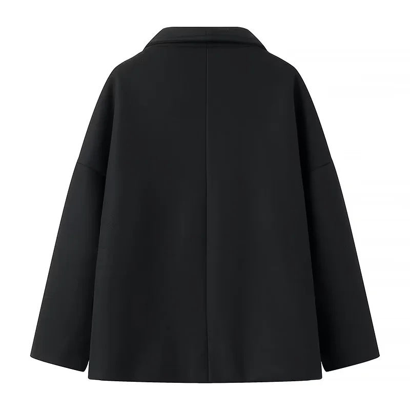 Damen Oversize Doppelreiher-Jacke mit elegantem Schalkragen und großen Knöpfen EB