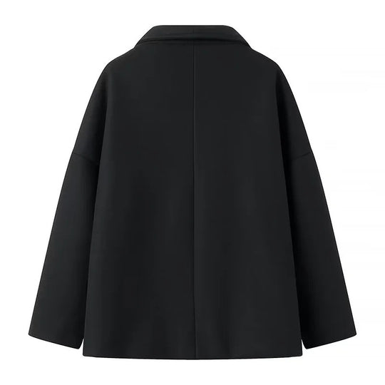 Damen Oversize Doppelreiher-Jacke mit elegantem Schalkragen und großen Knöpfen EB