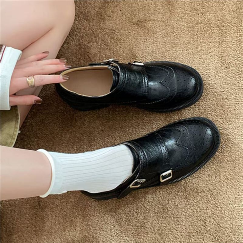 Damen elegante Schnürschuhe mit doppelter Schnalle EB