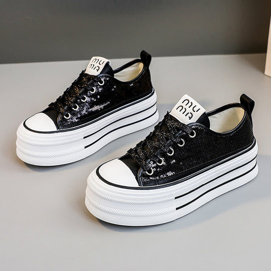 Damen Glitzernde Plateau Sneakers mit komfortablem Design EB