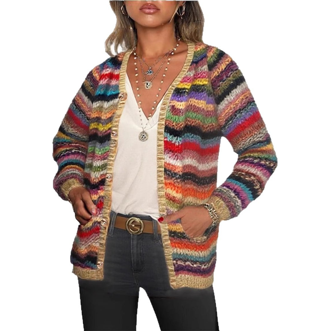 Damen Farbige Strickjacke mit fransigem Detail EB