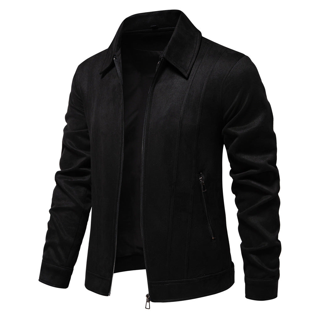 Herren Kunstlederjacke mit strukturiertem Design und seitlichen Reißverschlusstaschen EB
