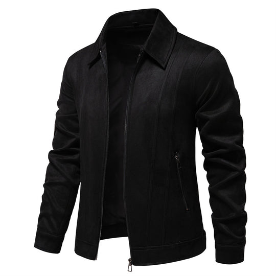 Herren Kunstlederjacke mit strukturiertem Design und seitlichen Reißverschlusstaschen EB