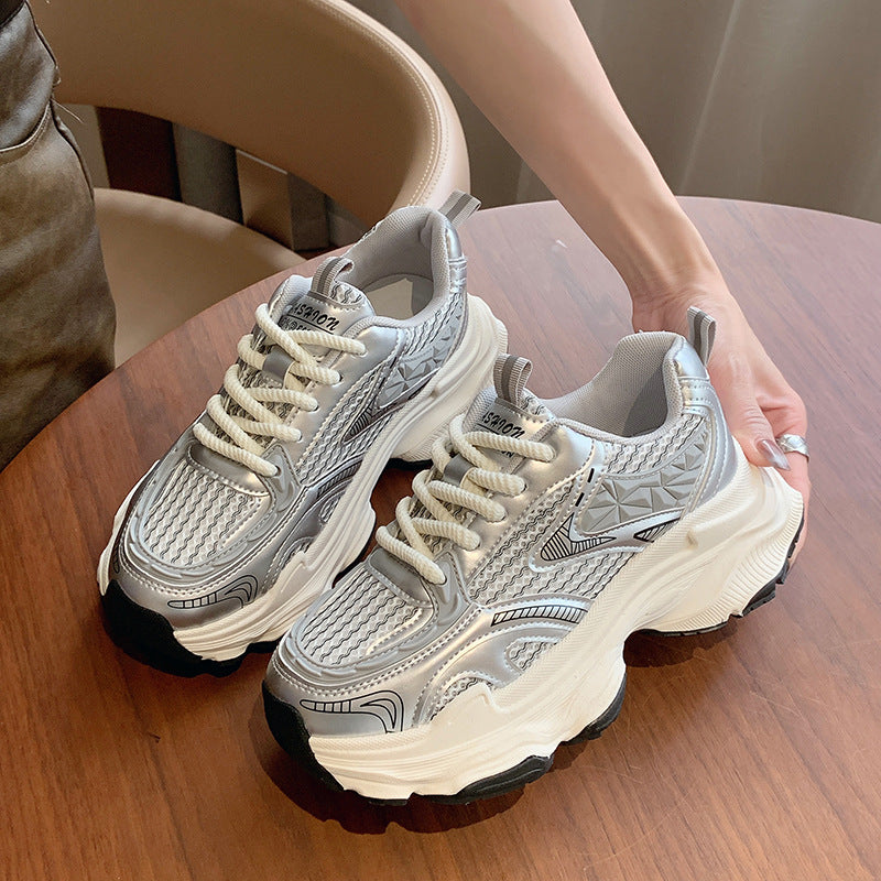 Damen Sportliche Chunky Sneakers mit atmungsaktivem Mesh-Obermaterial EB
