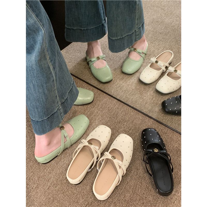 Damen elegante Ballerinas mit zierlicher Schleifenverzierung und funkelnden Akzenten EB
