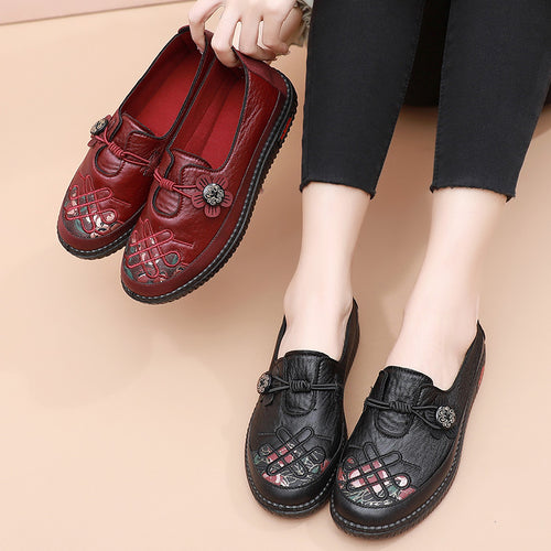 Damen bequeme Mokassins mit floralem Design EB