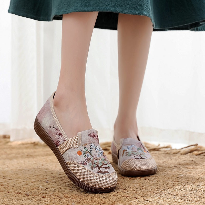 Damen Freizeit Mokassins mit floralem Stickdesign EB