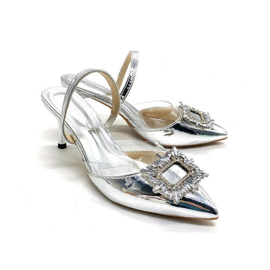 Damen Slingback-Pumps mit funkelndem Schmuckdetail EB