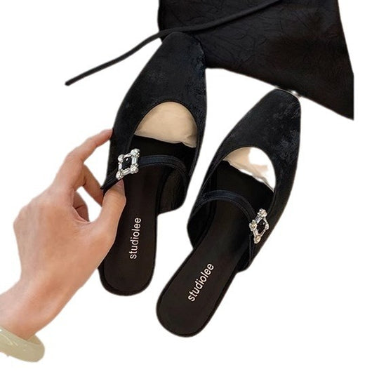Damen elegante Slingback-Mules mit modischer Schnalle EB